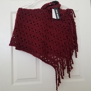 Steve Madden Open Weave Scarf Burgundy OS NWT